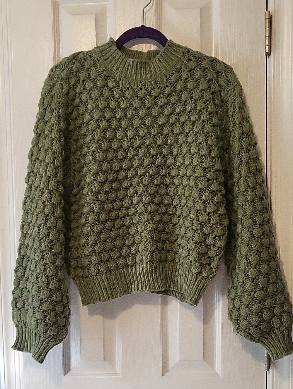 POL Olive Green Bubble Stitch Crewneck Sweater